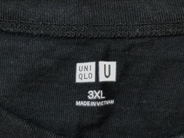 〈送料280円〉UNIQLO U ユニクロ メンズ 無地 クルーネック 半袖Tシャツ 大きいサイズ 3XL 黒_画像2