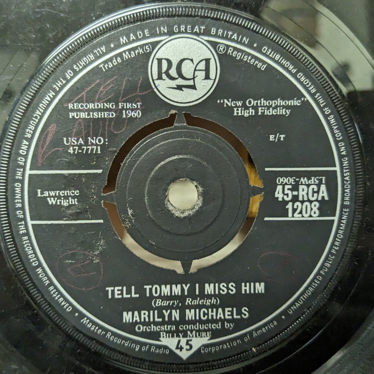 ☆MARILYN MICHAELS/TELL TOMMY I MISS HIM1960'UK RCA 7INCH_画像2