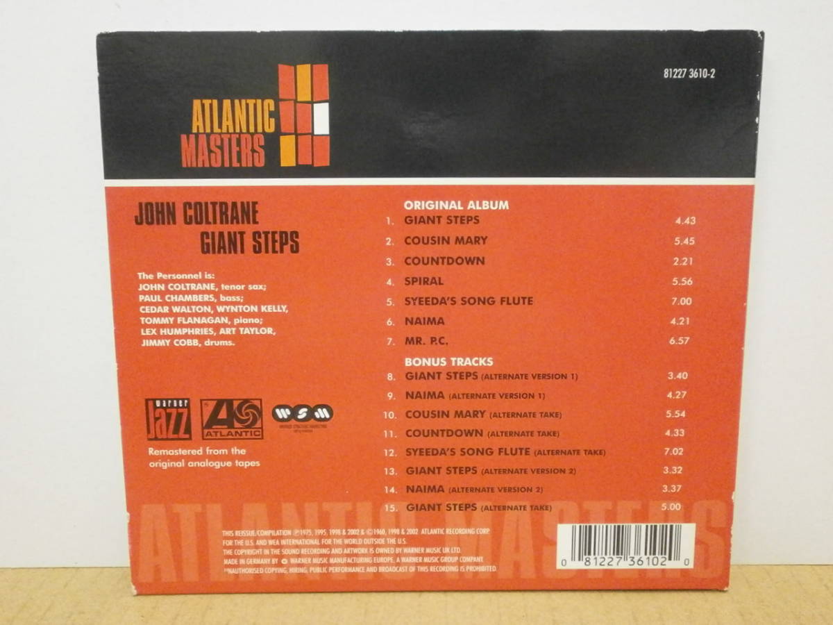 ★John Coltrane/Giant Steps★ジョン・コルトレーン Bonus Tracks 8曲 リマスター デジパック仕様 _画像2