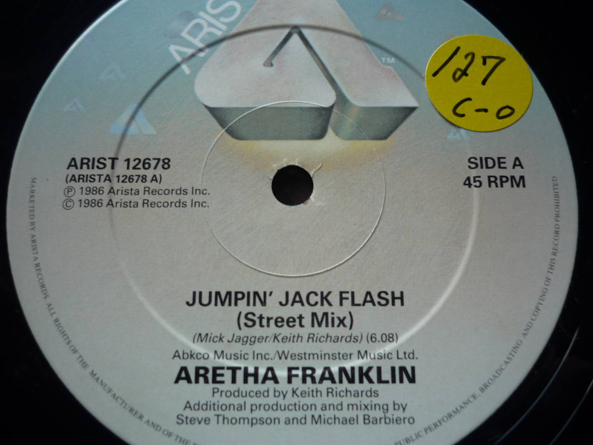 12インチ　　ARETHA FRANKLIN / JUMPIN' JACK FLASH / INTEGRITY_画像2