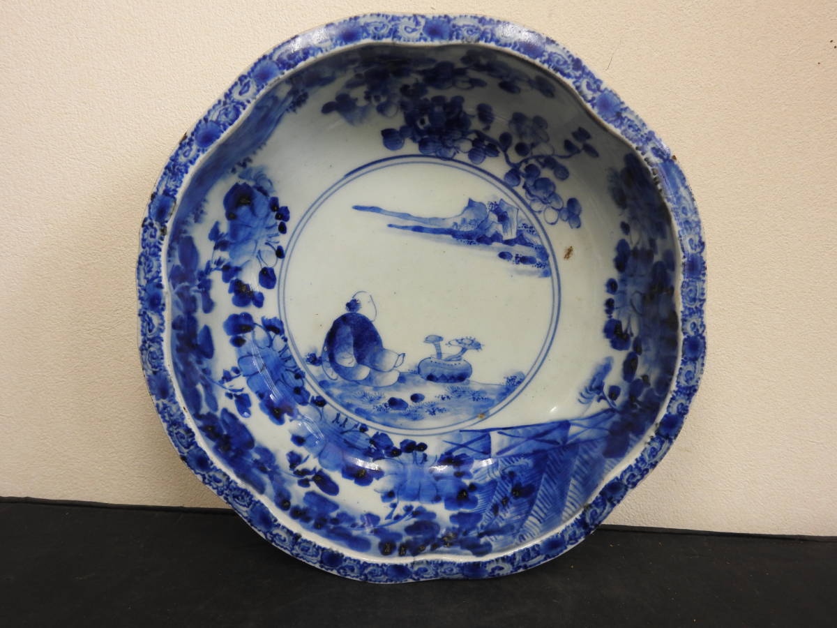 2310m618/古伊万里色絵深大鉢・『おめでた植物模様』25×12㎝/佐川100
