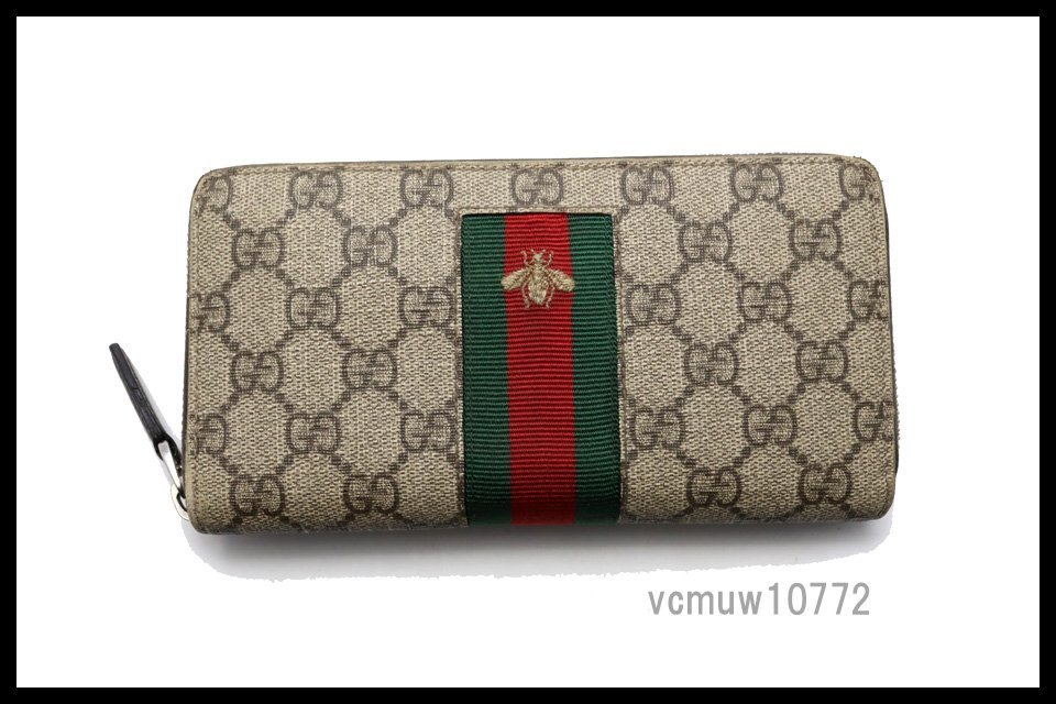 近年モデル希少美□GUCCI bee 蜂 ウェブライン GGスプリーム レザー