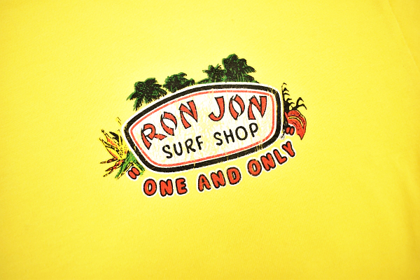 Y-6339★送料無料★RON JON SURF SHOP ロンジョン★イエロー黄色 サーフィン ビーチ 豪華なバックプリント サーフ 半袖 T-シャツ Ｍの画像8