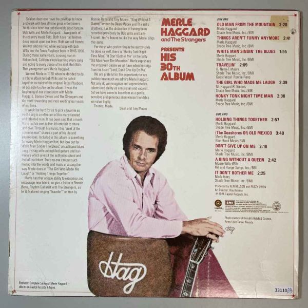 33110【日本盤】 Merle Haggard And The Strangers / Presents His 30th Album_画像2