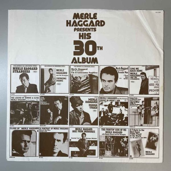 33110【日本盤】 Merle Haggard And The Strangers / Presents His 30th Album_画像3
