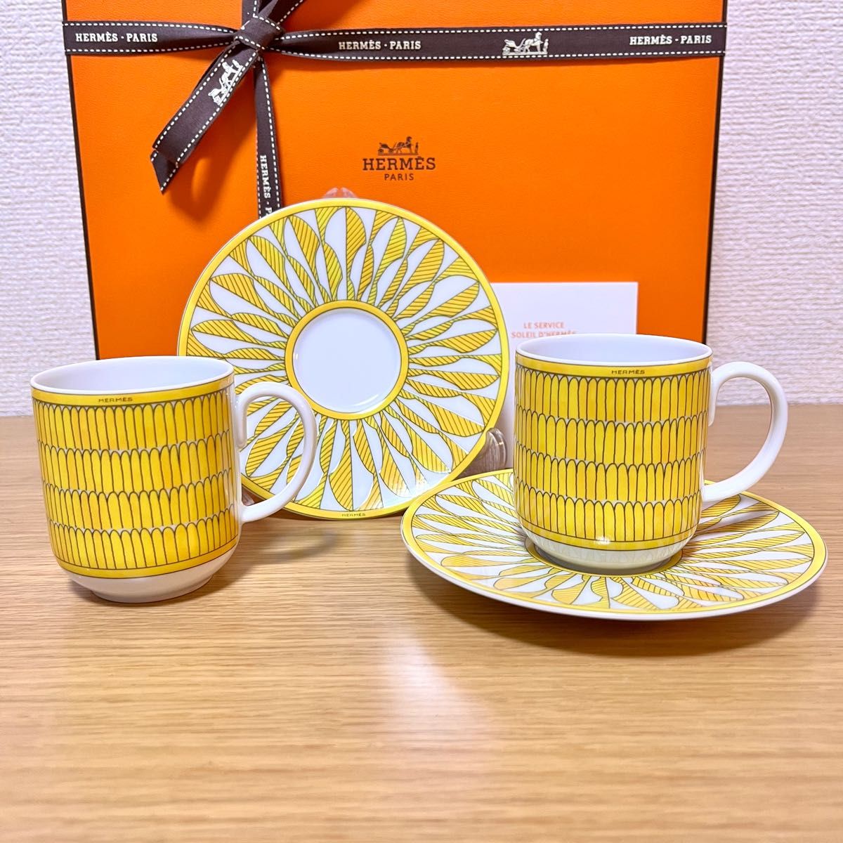 新品 ギフト包装エルメス ソレイユ コーヒーカップ＆ソーサー