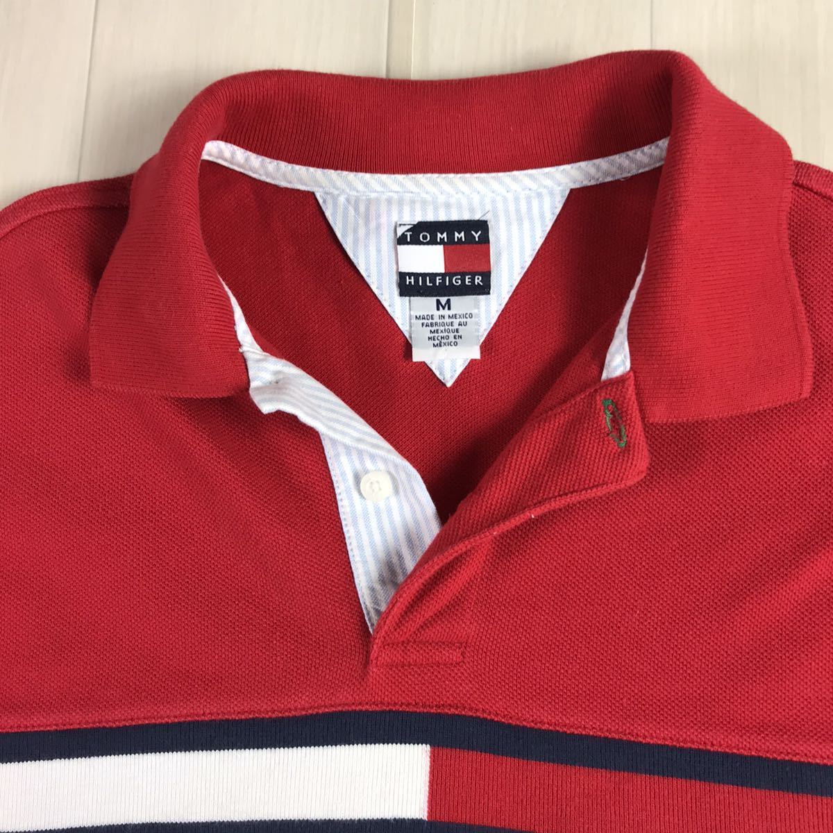 TOMMY HILFIGER トミー ヒルフィガー 半袖 ポロシャツ M レッド ビッグロゴ_画像4