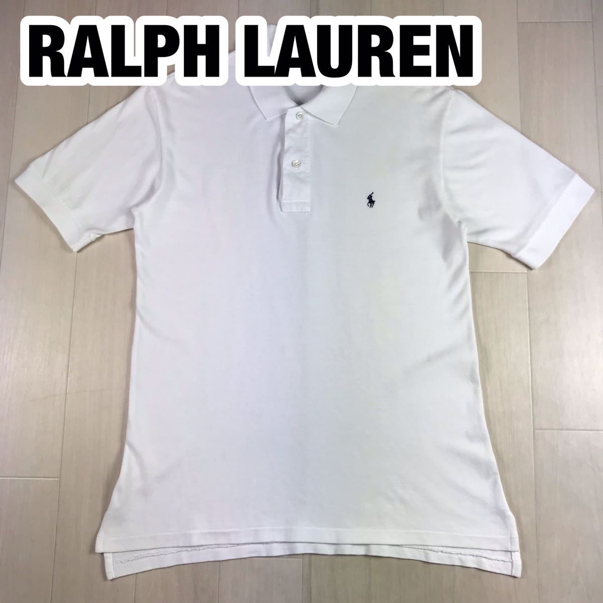 POLO BY RALPH LAUREN ポロ バイ ラルフローレン 半袖 ポロシャツ M ホワイト 刺繍ロゴ ポニー_画像1