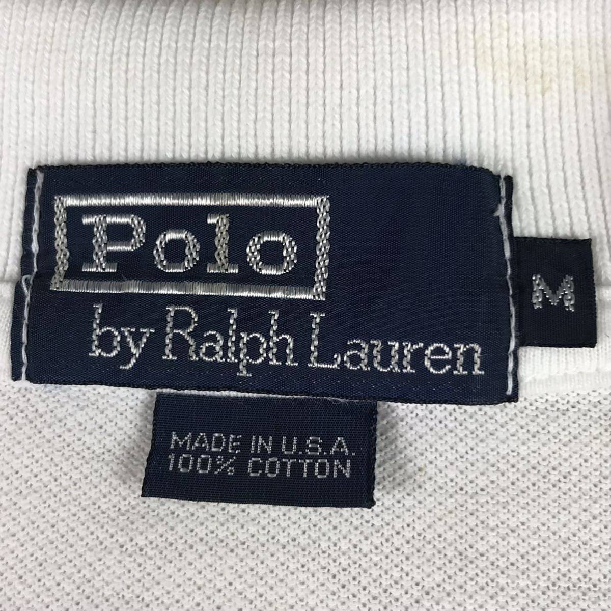 POLO BY RALPH LAUREN ポロ バイ ラルフローレン 半袖 ポロシャツ M ホワイト 刺繍ロゴ ポニー_画像9