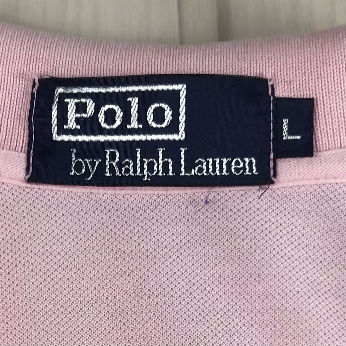 POLO BY RALPH LAUREN ポロ バイ ラルフローレン 半袖 ポロシャツ L ピンク ラグランスリーブ 刺繍ロゴ ポニー_画像7