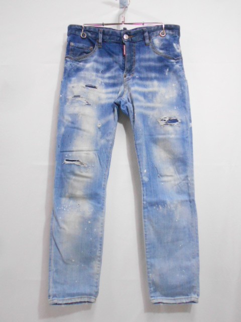 71 送80サ 0905%D05 DSQUARED2 ディースクエアード2 19AW Skater Jean スケータージーンズ USED加工 S71LB0638 イタリア製 サイズ46 中古品_画像1