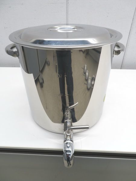 F1511* made of stainless steel * faucet attaching circle kitchen pot ( cover attaching ) 30cm Tochigi Utsunomiya used business use kitchen equipment 