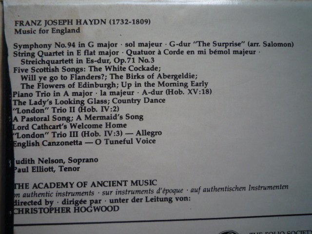 B66-31 蘭L'OISEAULYRE盤2LP ハイドン/イングランドでの作品 交響曲94番他 ホグウッド/エンシェントCOの画像2
