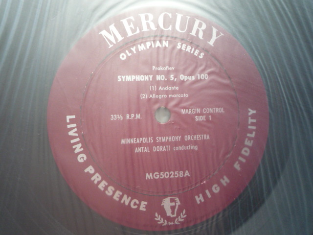 RI79 米Mercury盤LP プロコフィエフ/交響曲第5番 ドラティ/ミネアポリスSO_画像3