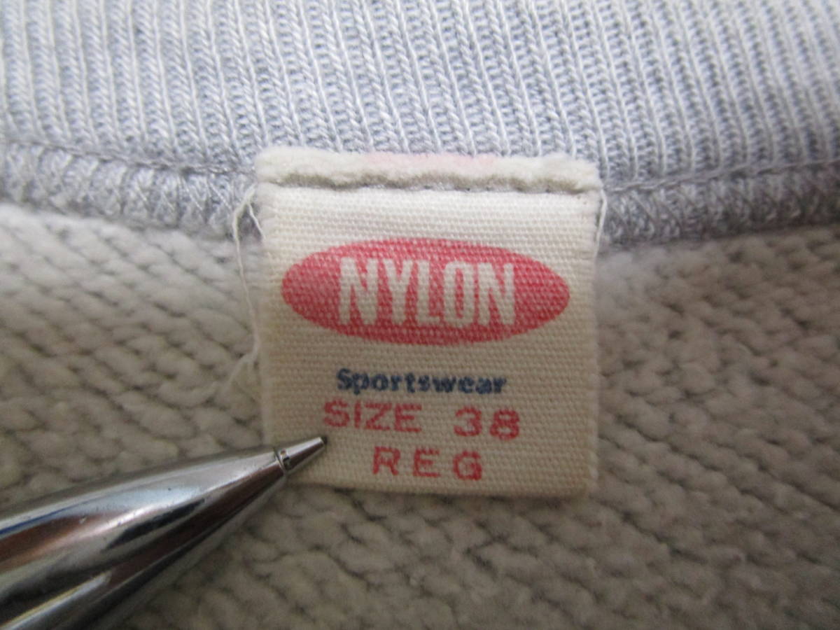 激レア!90s!ビンテージ!即決!NYLON sportswear ナイロン 旧ザリアルマッコイズ特約店 メンズ 前Vガゼット スウェットシャツ 杢グレー 38 _画像6