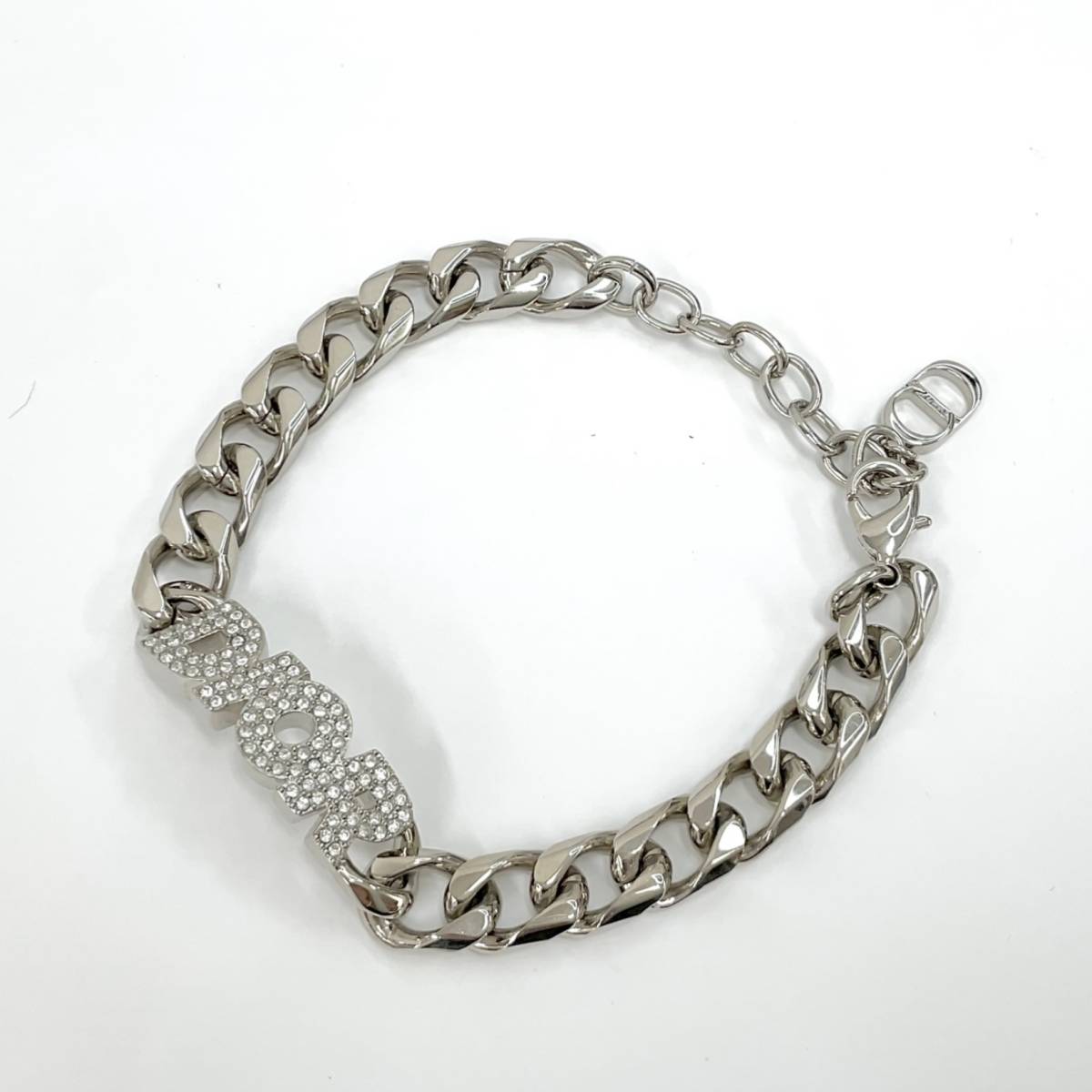 7661 Кристиан Dior Dior Italic Line Line Stone Bracelet Silver