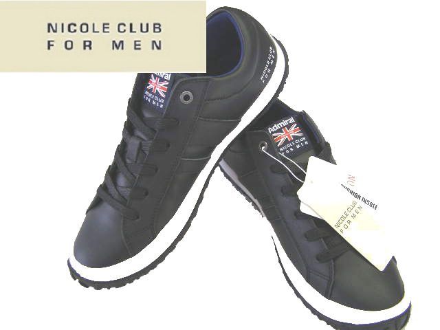 AW/26.5cm/今期新作★送料無料☆/\12,100(税込)=NICOLE CLUB FOR MEN・Admiral/Wネーム・スニーカー/bk_画像1