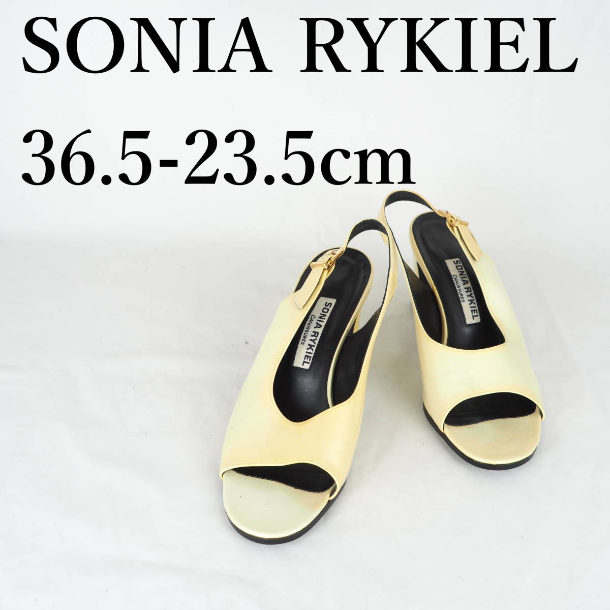 MK1171*SONIA RYKIEL*ソニアリキエル*レディースオープントゥパンプス*36.5-23.5cm*エナメルクリーム_画像1