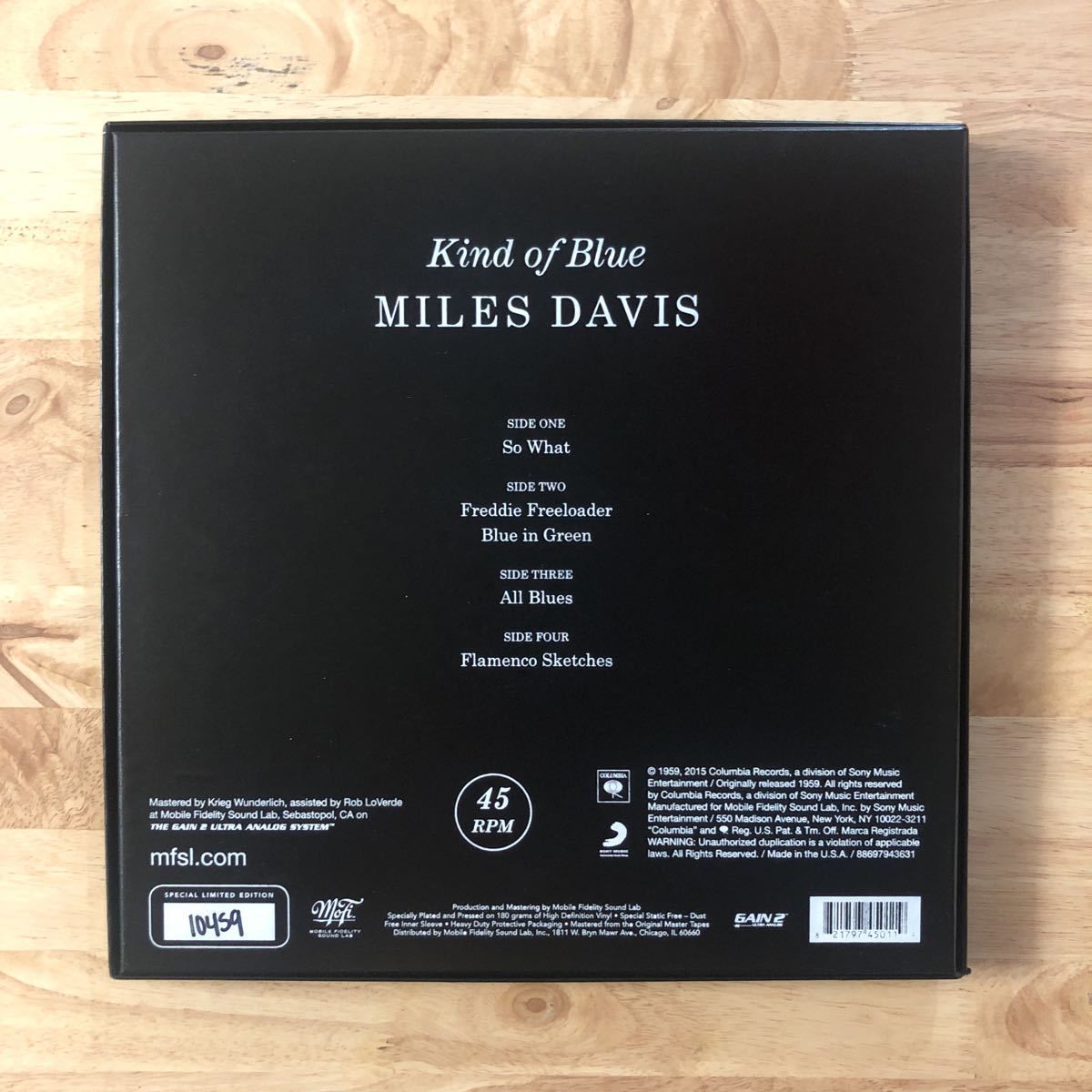 LP MOBILE FIDELITY高音質盤 付属品完品 MILES DAVIS/KIND OF BLUE[US盤:2LPBOX/NUMBERED LIMITED EDITION:45RPM/180g重量盤:MFSL 2-45011]_画像2