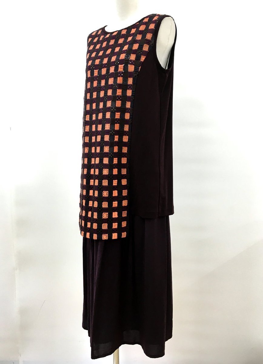 ...K.T  одним лотом  11  оранжевый × коричневый / камень  татами  узор   вышивание   ... 72-01ON01  отдельный   платье    сделано в Японии   неиспользуемый  2308WR106