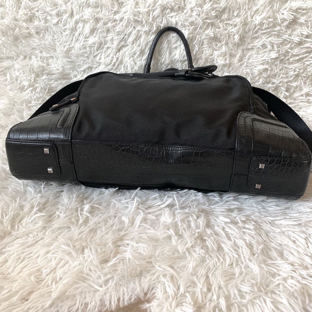 【入手困難2way☆美品】トゥミ TUMI ビジネスバッグ ブリーフケース A4書類 PC クロコ 黒ブラック 鞄カバン メンズ トート キャリーオン