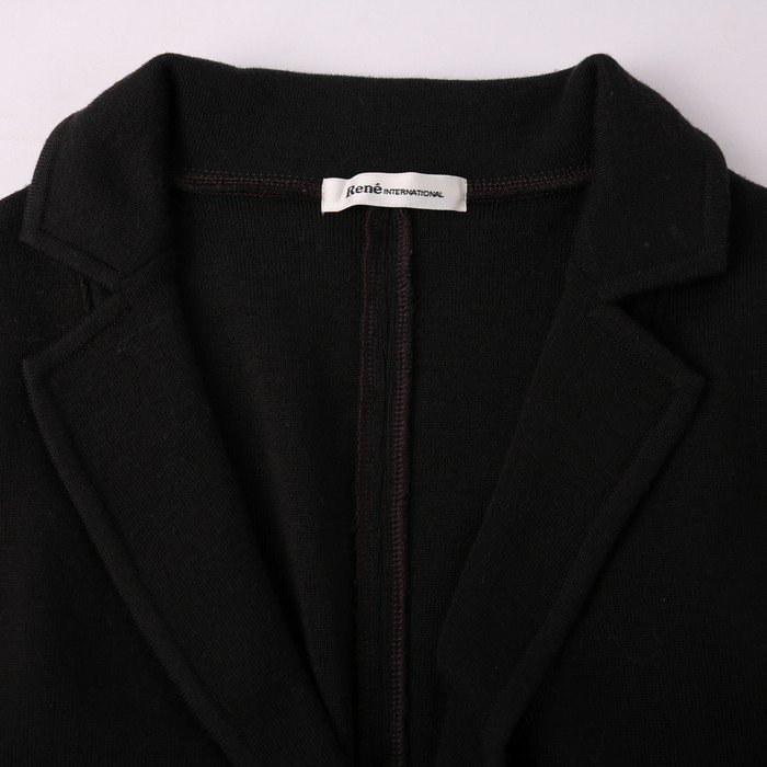  Rene вязаный tailored jacket шерсть 100% простой одноцветный внешний сделано в Японии чёрный женский 36 размер черный Rene