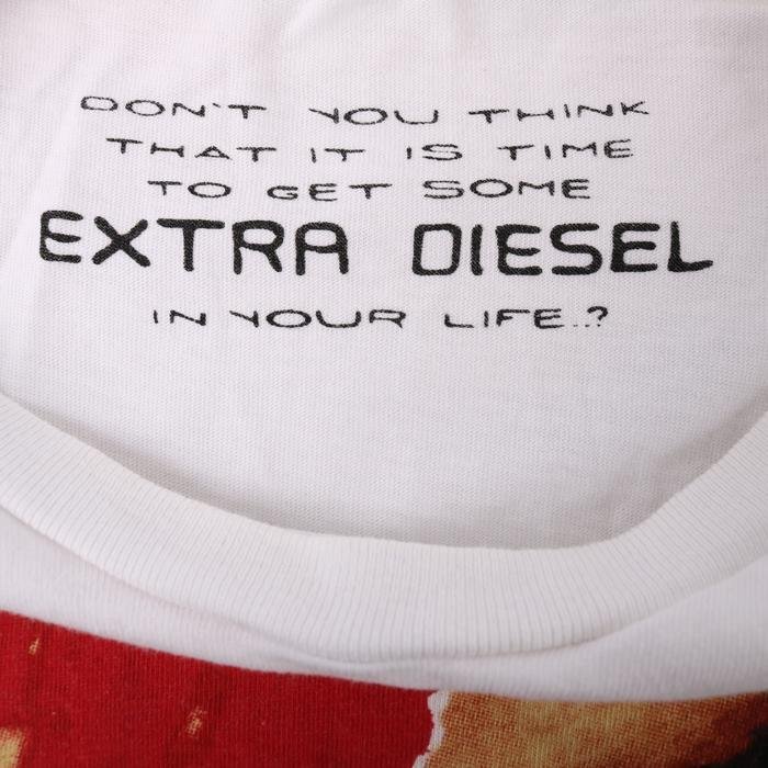 ディーゼル Tシャツ 半袖 丸首 プリントT トップス コットン100％ メンズ Mサイズ ホワイト DIESEL_画像2