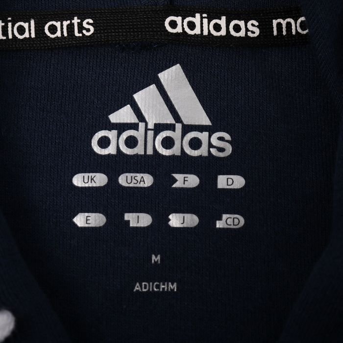 アディダス 長袖パーカー プルオーバー 前面ロゴ スポーツウェア トップス メンズ Mサイズ ネイビー adidas_画像2