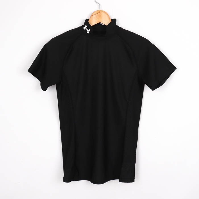 アンダーアーマー Tシャツ 半袖 ハイネック 裏メッシュ ストレッチ スポーツウエア メンズ LGサイズ ブラック UNDER ARMOUR_画像1