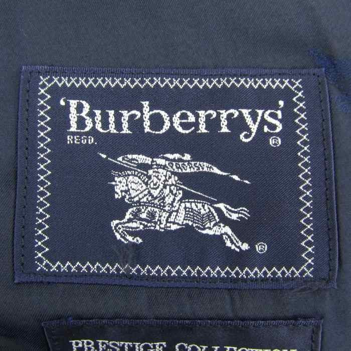 バーバリーズ テーラードジャケット2B チェックストライプ ウール100% M相当 メンズ フリーサイズ ネイビー Burberrys_画像2