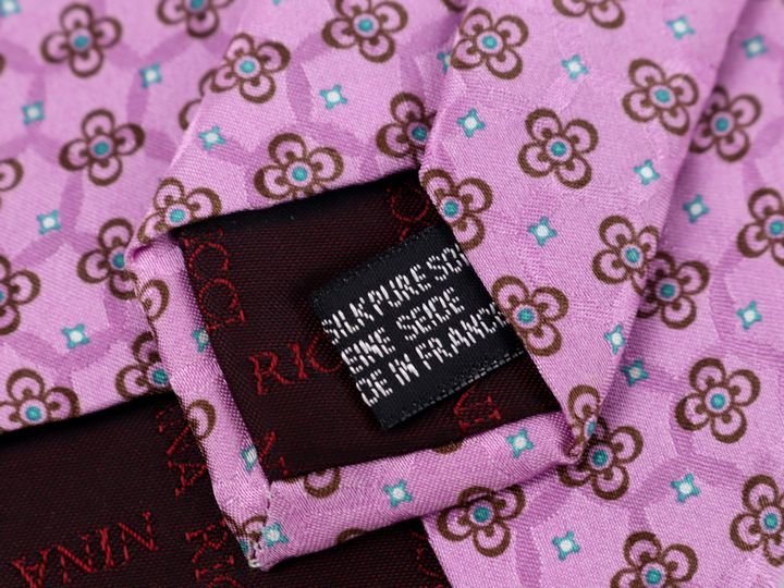 ニナリッチ ブランドネクタイ 小紋柄 シルク フランス製 未使用品 メンズ ピンク NINA RICCI_画像4