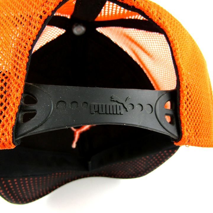 プーマ キャップ 美品 ロゴ刺繍 ドット メッシュ スポーツ ブランド 帽子 レディース 56-59cmサイズ オレンジ PUMAの画像5