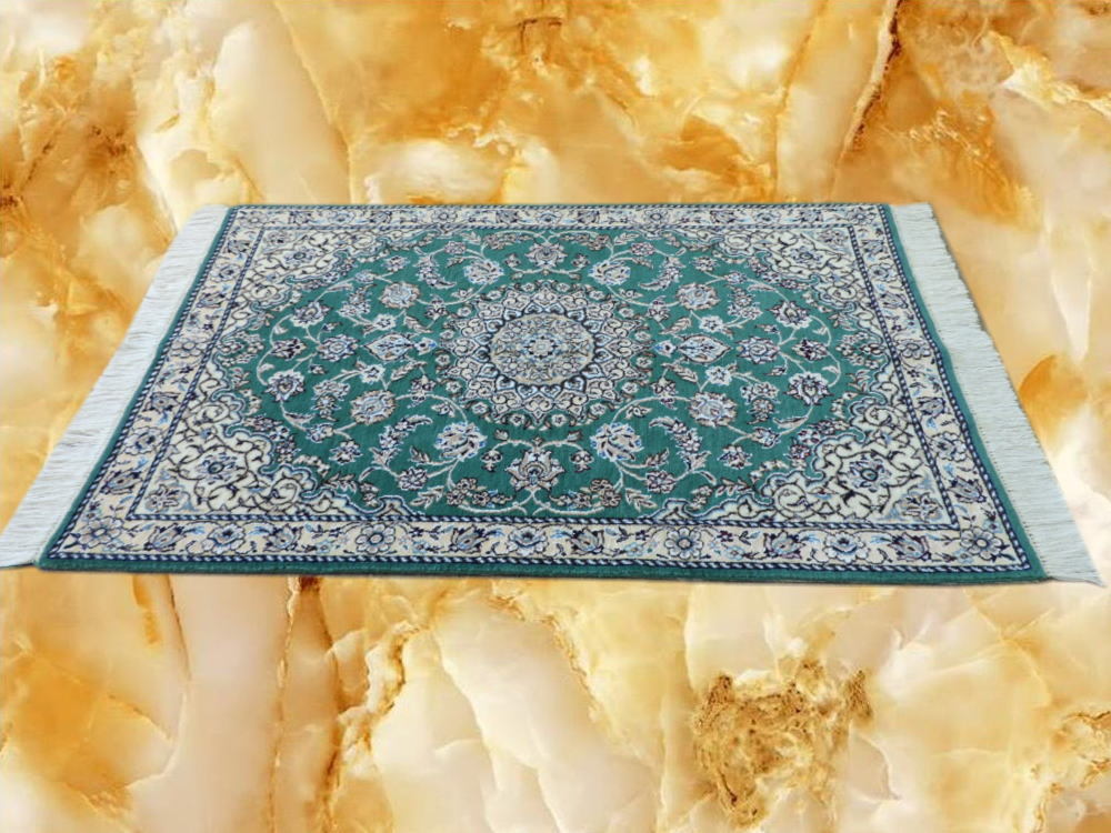 ペルシャ絨毯 カーペット ウール＆コットン 手織り高級 ペルシャ絨毯の本場 イラン ナイン産 玄関マットサイズ 117cm×80cm 本物保証