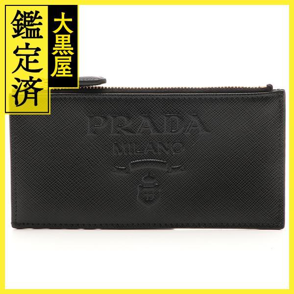 PRADA プラダ カードコインケース サフィアーノ ブラック ゴールド金具 1MC079【434】