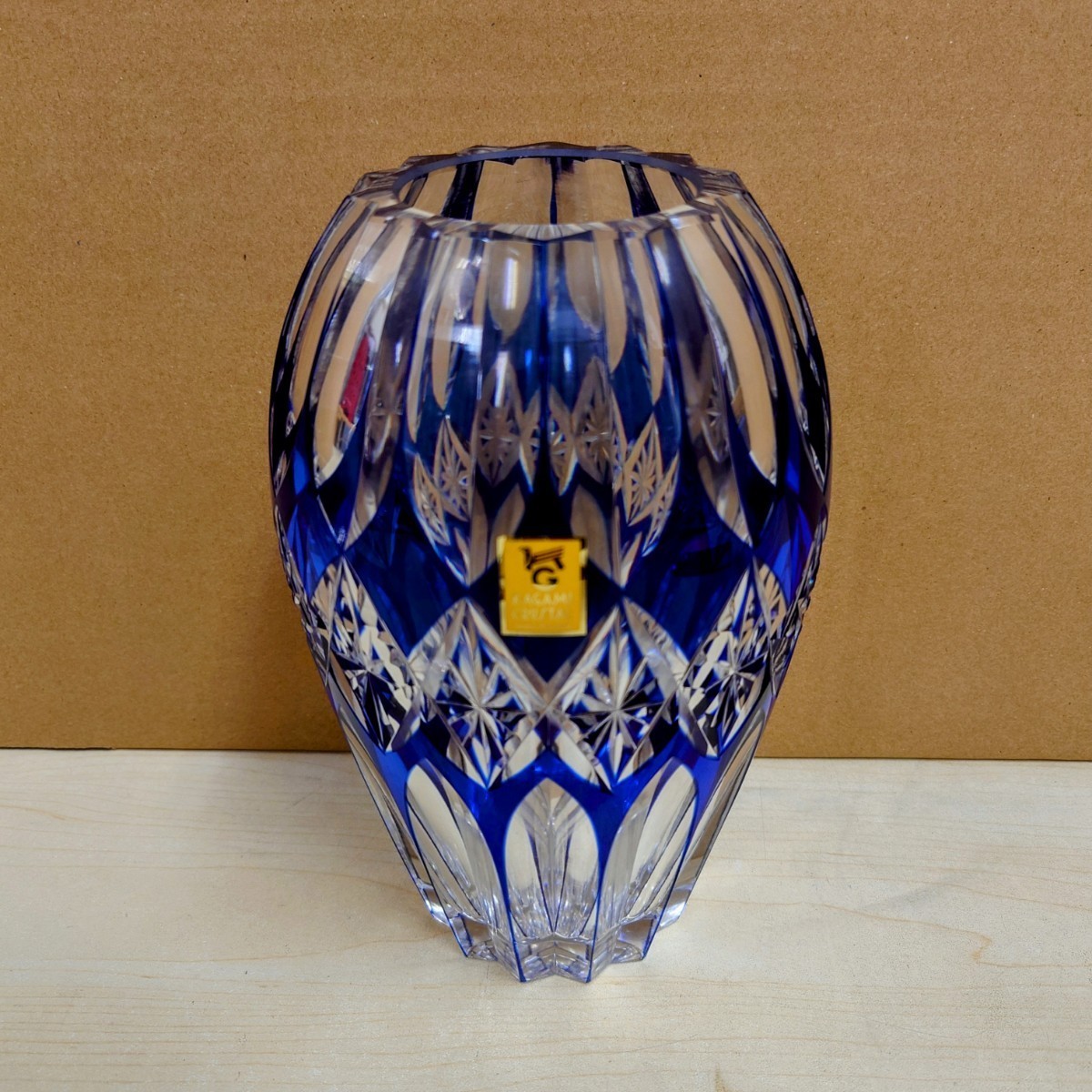 b◇ KAGAMI CRYSTAL フラワーベース 切子 花瓶 カガミクリスタル
