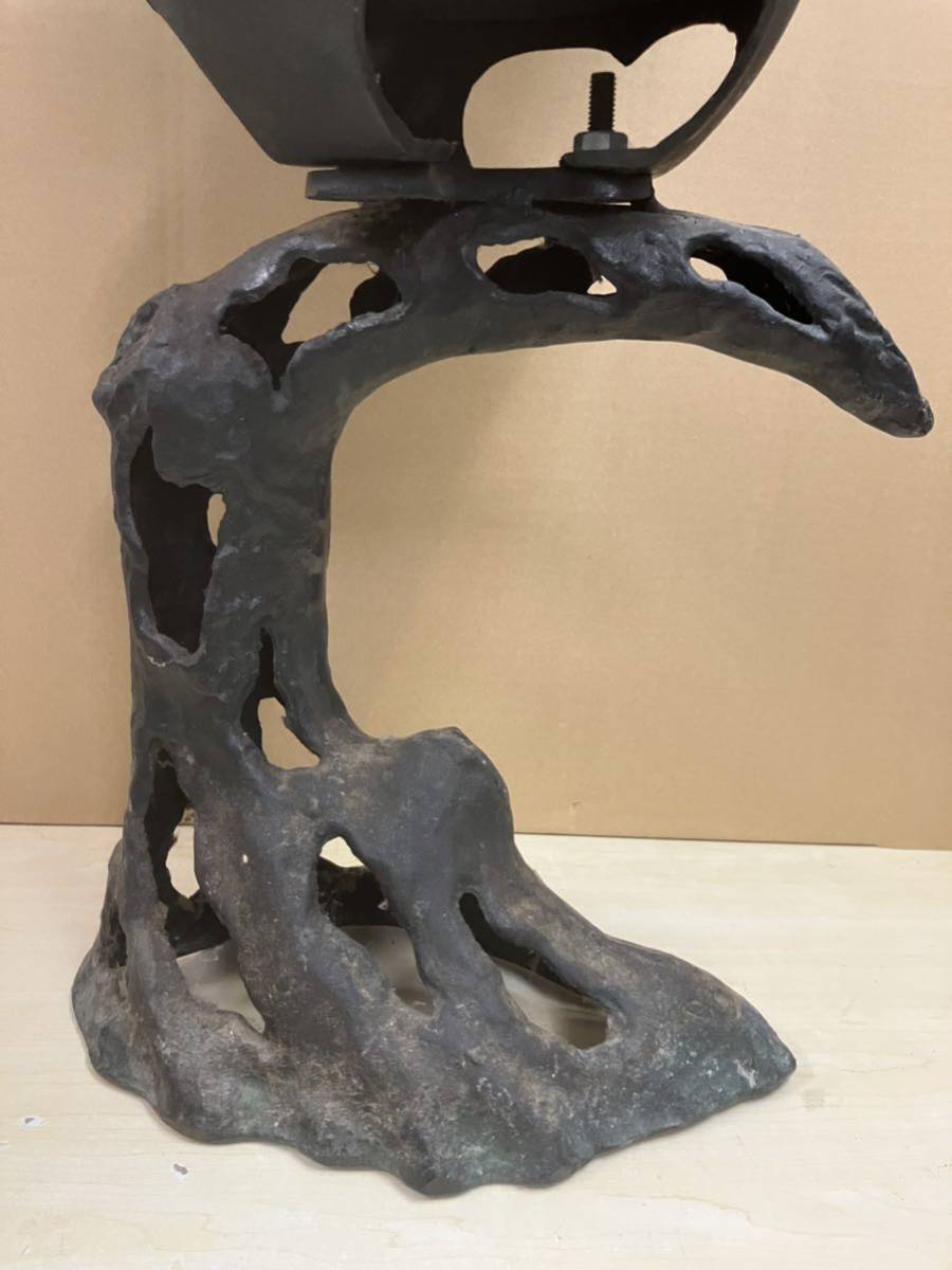 e◇ 古木灯籠 松竹梅透かし 全高約70cm 古木灯篭 古朴燈籠 大型 鉄製