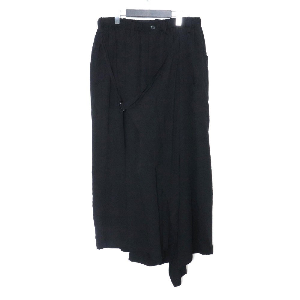 YOHJI YAMAMOTO 19AW Burberry fabric Wide Wrap Pants パンツ ブラック サイズ2 HC-P81-223 ヨウジヤマモト ワイド ラップパンツ サルエル