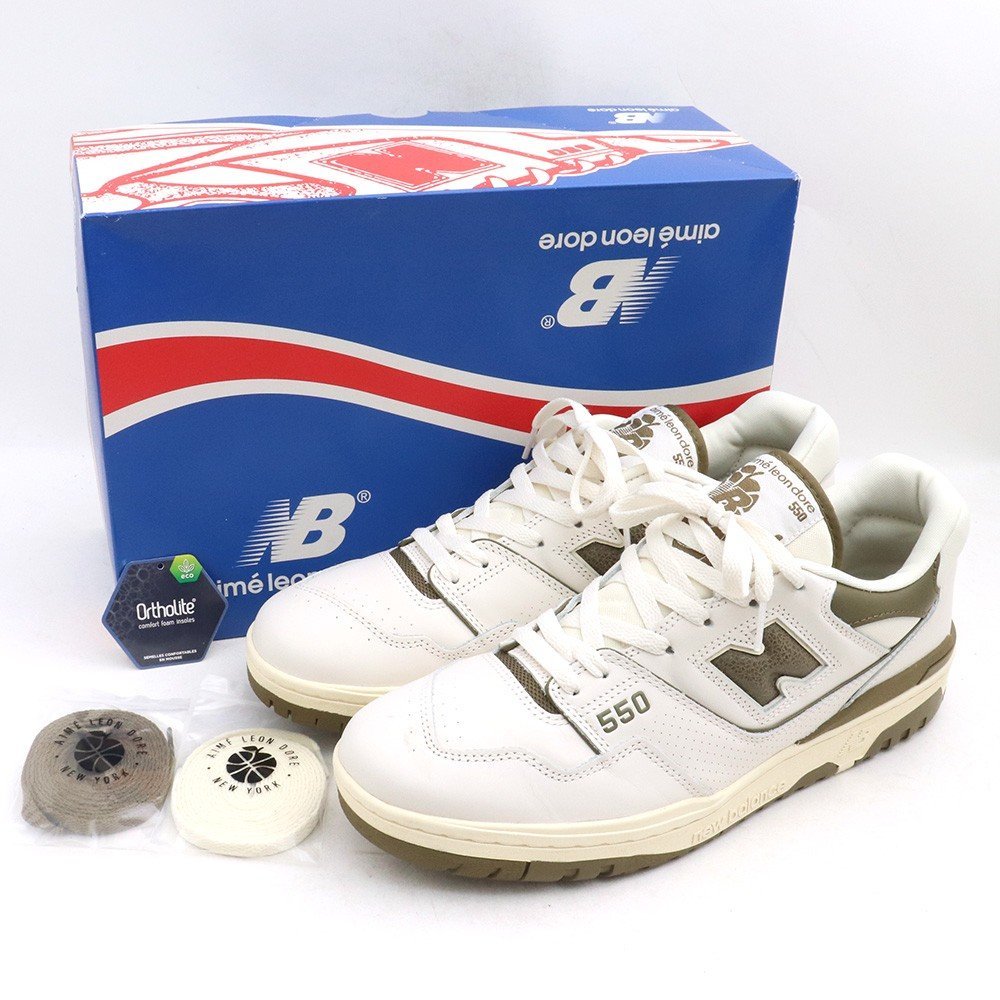 未使用 30cm NEW BALANCE × AIME LEON DORE 550 Olive スニーカー ホワイト BB550AD1 ニューバランス エメレオンドレ_画像1