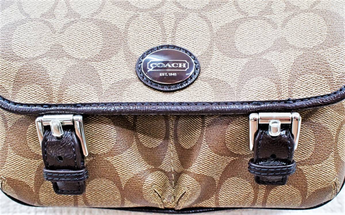 COACH コーチ シグネチャー PVC×レザー ミニ ショルダーバッグ F48759