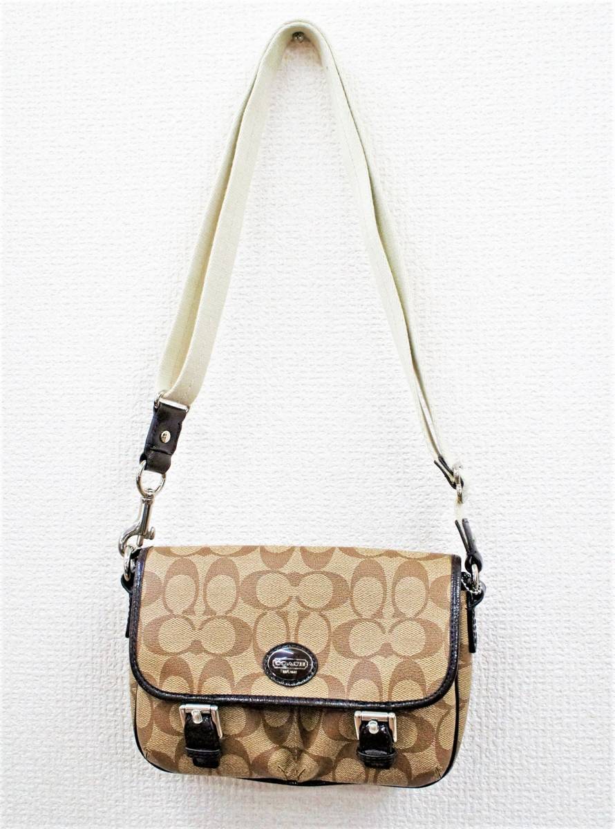 COACH コーチ シグネチャー PVC×レザー ミニ ショルダーバッグ F48759