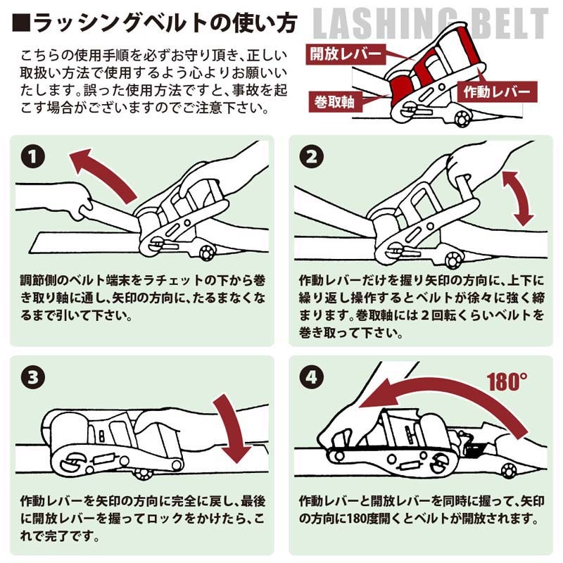 10セット ラッシングベルト Jフック 幅50mm 固定側1m 巻側5m ラチェット式 バックル式 工具 作業 運搬用ベルト 園芸 輸送 トラック 物流_画像8