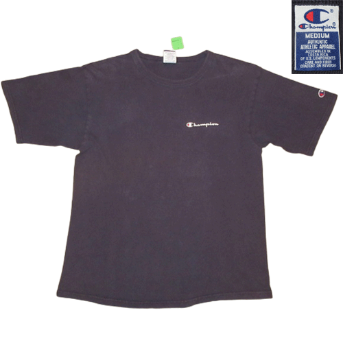 90's ヴィンテージ 古着 CHAMPION チャンピオン 青タグ 胸ロゴ Tシャツ ネイビー_画像1