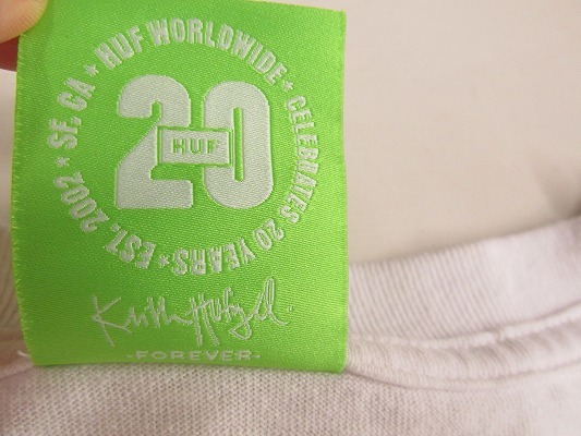 k6202：HUF ハフ MEGABLAST EMB. L/S ポケット ロゴ刺繍 ロンTee 長袖Tシャツ XL ホワイト白/ユニセックス：5_画像4