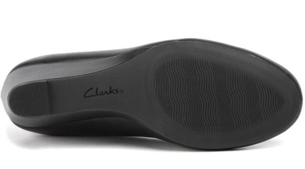 送料無料 Clarks 23.5cm ウエッジ パンプス オフィス ブラック ヒール レザー 軽量 ソフト ソール フォーマル ブーツ ローファー at45_画像10