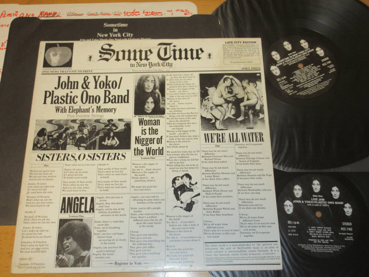 ◆◇JOHN LENNON & YOKO ONO/PLASTIC ONO BAND With Elephant's Memory【SOMETIME IN NEW YORK CITY】英盤2LP/ビートルズ関連◇◆_画像1