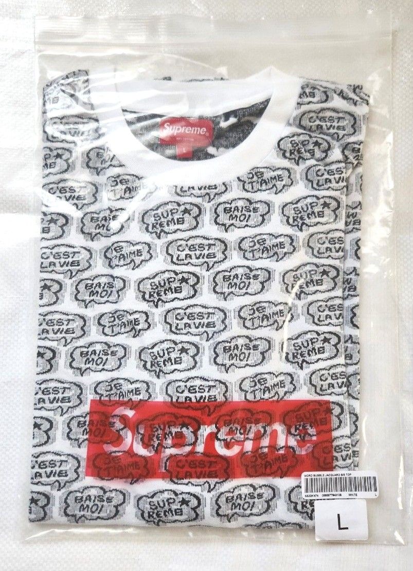 【未使用】22SS Supreme Word Bubble Jacquard S/S Top WHITE 　Lサイズ