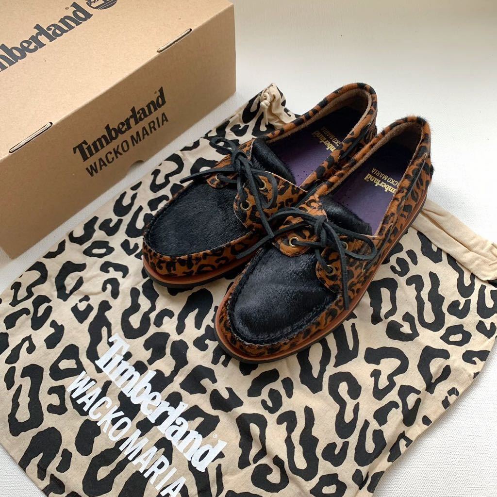 新品 ワコマリア WACKO MARIA x Timberland ティンバーランド コラボ クラシック ツーアイ ボート シューズ 27㎝ レオパード ハラコ 送料込_画像7