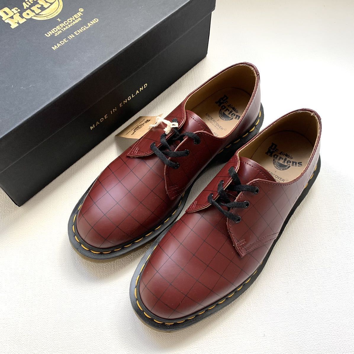 新品 英国製 UNDERCOVER アンダーカバー x Dr.Martens ドクターマーチン 1461 UC CHECK シューズ UK7 メンズ チェリーレッド 26㎝ 送料無料の画像7