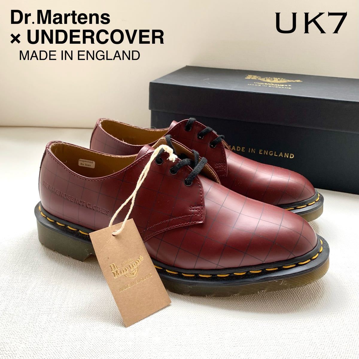 新品 英国製 UNDERCOVER アンダーカバー x Dr.Martens ドクターマーチン 1461 UC CHECK シューズ UK7 メンズ チェリーレッド 26㎝ 送料無料の画像1