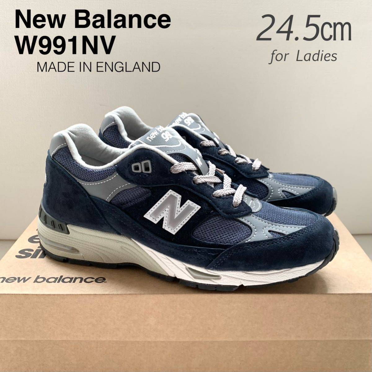 Новый британский New Balance New Balance W991 Кроссовки 24,5㎝ женский флот, сделанный в Великобритании 991 US7.5 Navy W991NV Редкая бесплатная доставка